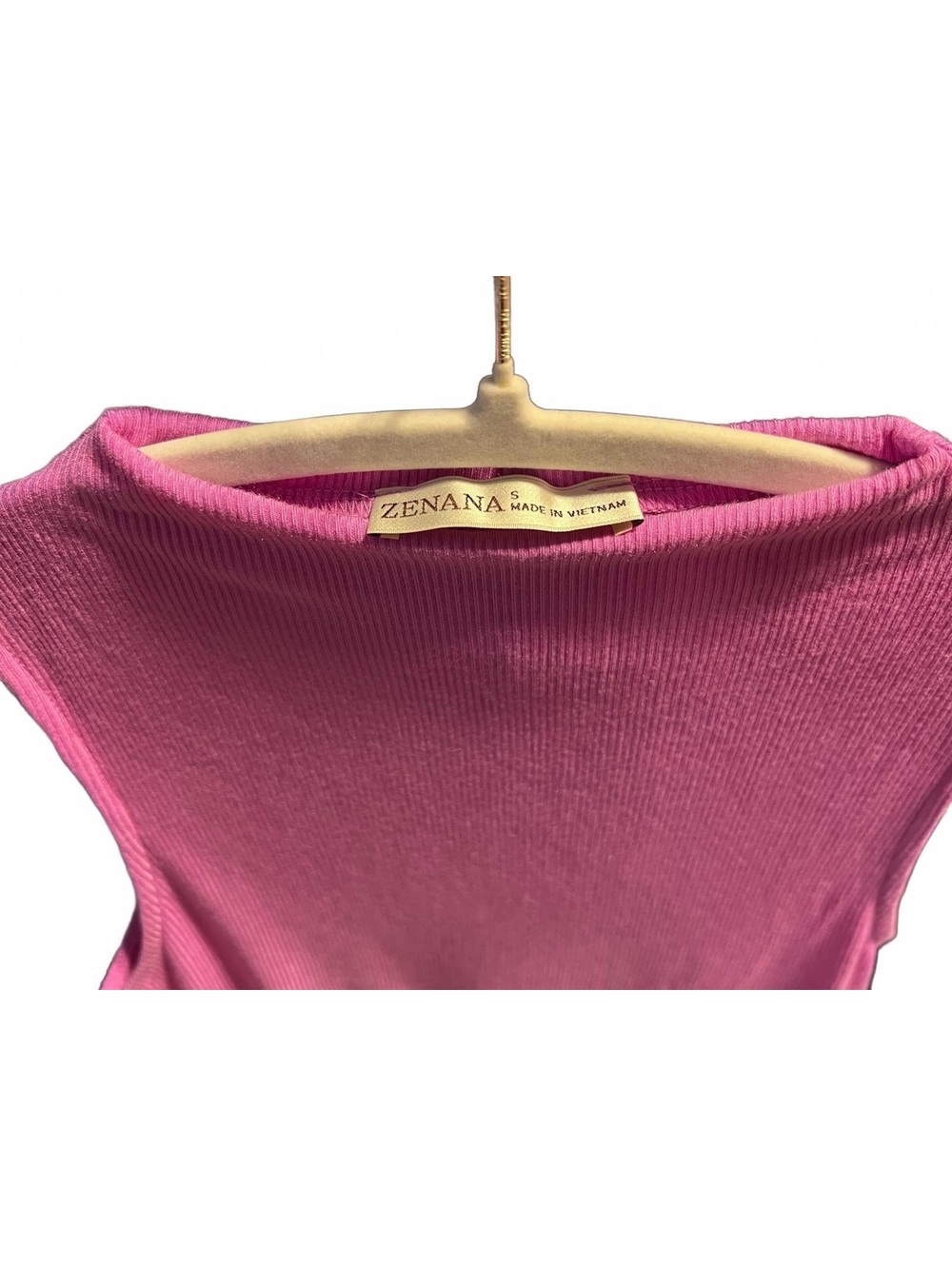 Zenana Sleeveless Pink Ribbed Knit Top Size Small - Picture 3 of 7